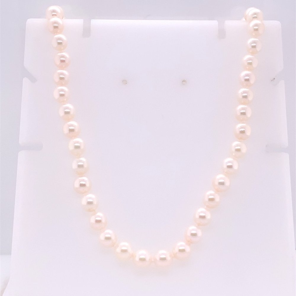14K Solid White Gold Pearl Necklace